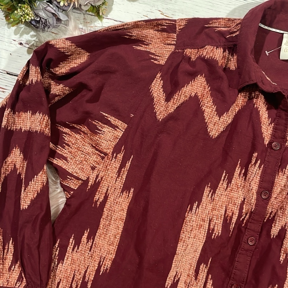 NWT Anthropologie Pilcro The Romy Relaxed Geometric Buttondown Top - Picture 7 of 11